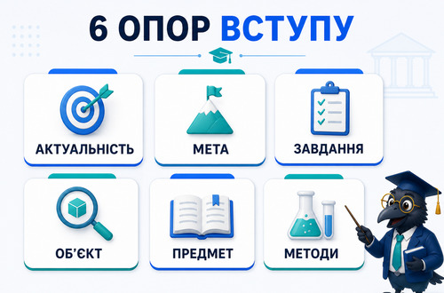 Інфографіка з шістьма основними елементами вступу до дипломної роботи