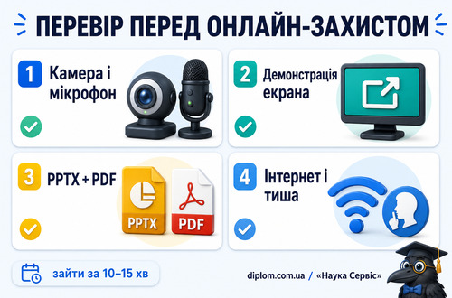 Інфографіка з технічним чек-листом для онлайн-захисту дипломної роботи