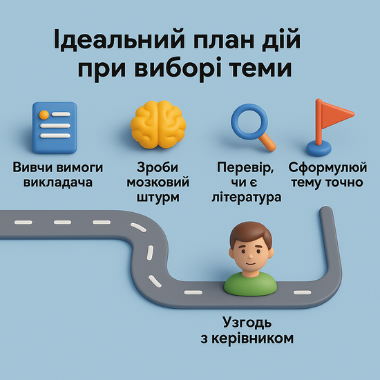 Ідеальний план дій при виборі теми реферату — покрокова схема від ідеї до узгодження з керівником