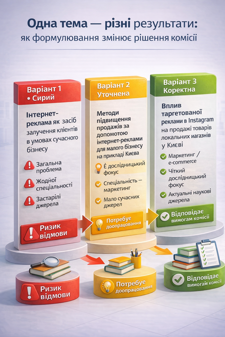 3D інфографіка українською мовою: трансформація теми реферату від загальної до коректної та вплив формулювання на рішення комісії