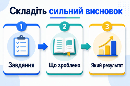Інфографіка з формулою сильного висновку після ChatGPT: завдання, що зроблено, який результат