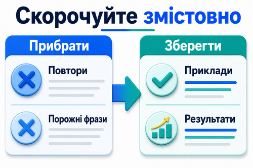 Інфографіка про скорочення тексту після ChatGPT без втрати змісту