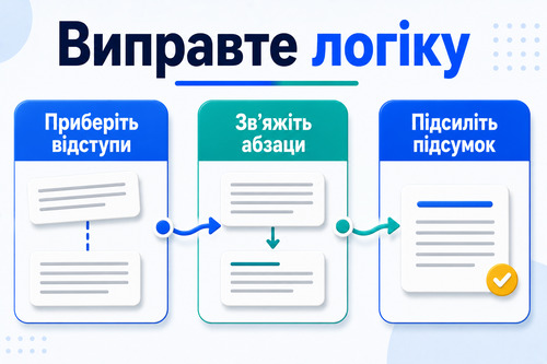 Інфографіка про те, як виправити слабку логіку тексту після ChatGPT