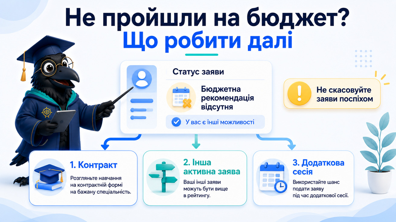Що робити вступнику, якщо не пройшов на бюджет у 2026 році