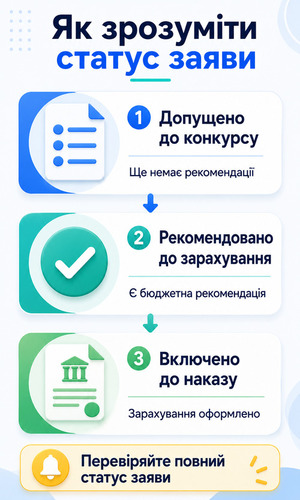 Як відрізнити статуси вступної заяви під час вступу у 2026 році