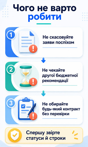 Яких помилок варто уникати, якщо не пройшов на бюджет