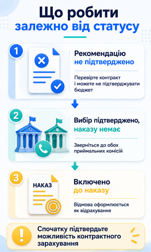 Що робити залежно від статусу бюджетної заяви