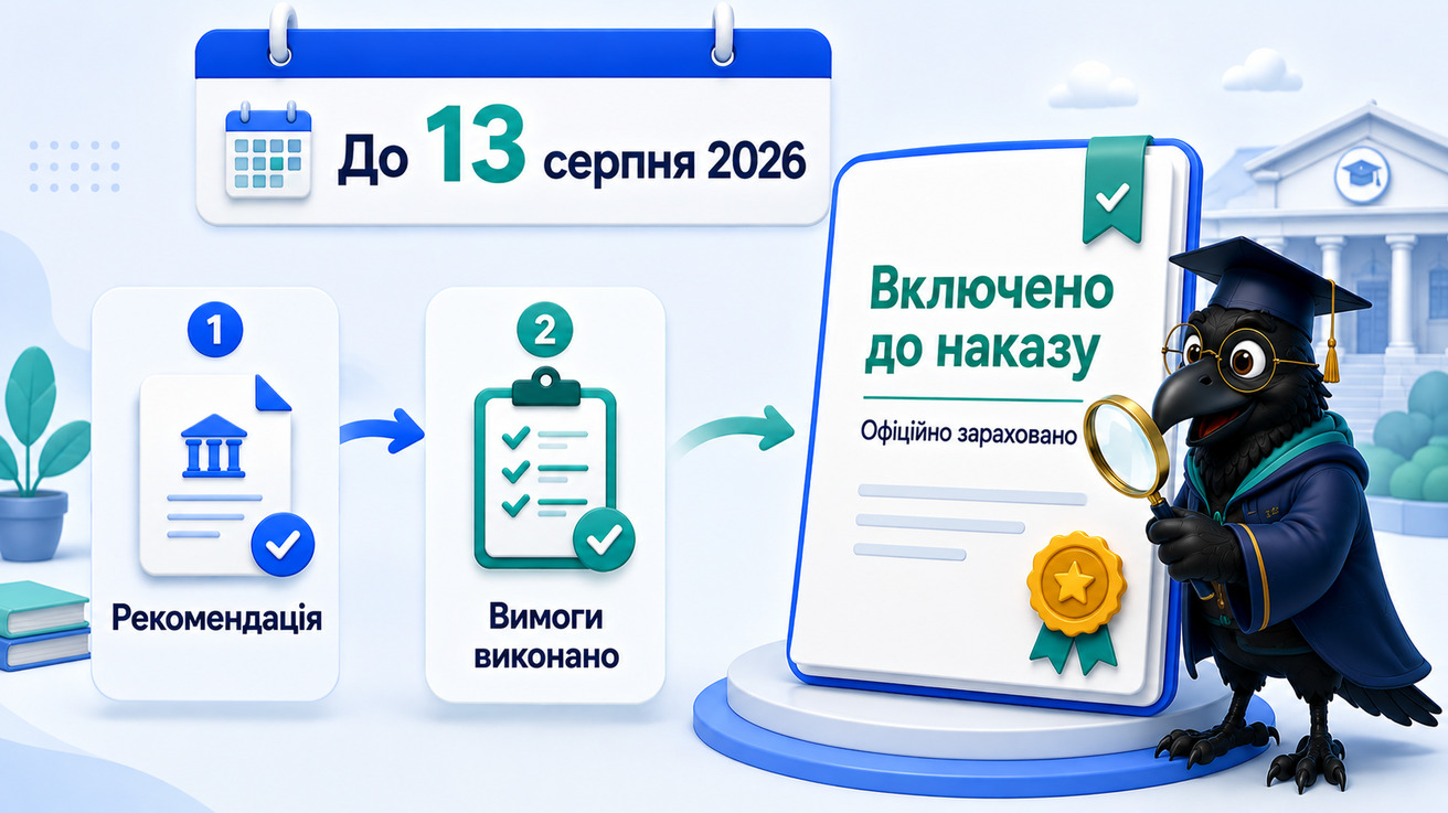Статус «Включено до наказу» як підтвердження зарахування у 2026 році