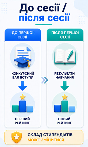 Як змінюється рейтинг першокурсників на стипендію після першої сесії