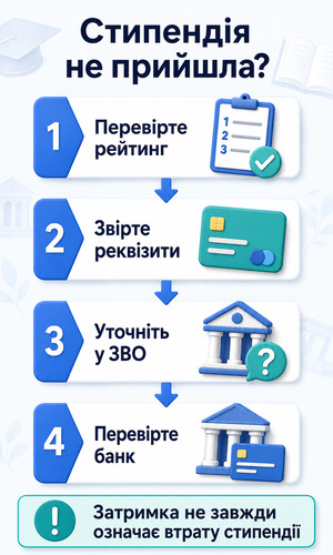 Що перевірити, якщо студенту не прийшла стипендія
