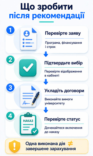 Що зробити після отримання рекомендації на контракт