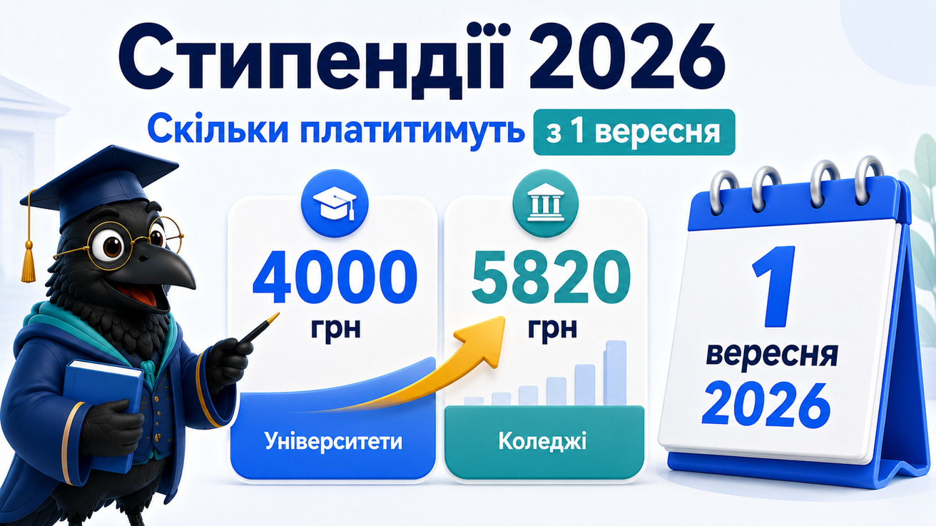 Розміри студентських стипендій у 2026 році з 1 вересня